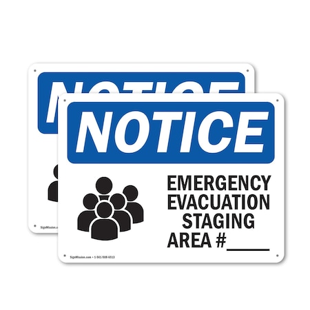 Signmission Emergency Evacuation Staging, 10 in W x Rectangle, Plastic OS-2PACK-NS-P-710-L-11799